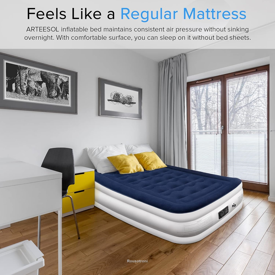 Luxury Air Bed Fold up Blow up Mattress, Single AirBed Self Inflatable