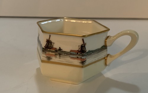 Vintage Lenox Coffee Tea Cup River Scene Windmills NUMBERED RARE UNIQUE - Picture 3 of 6