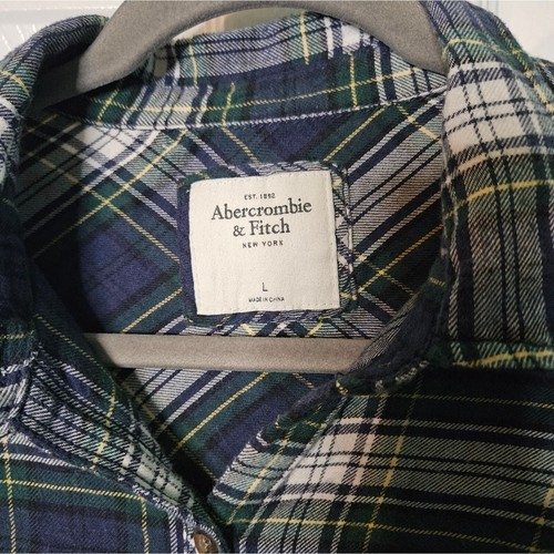 Abercrombie and Fitch green plaid button up size L - Picture 4 of 5