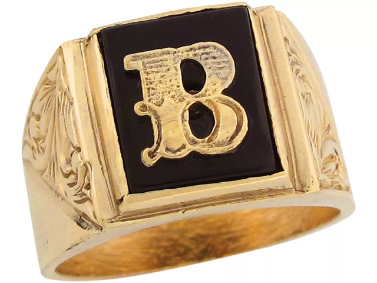 B initial ring sale gold