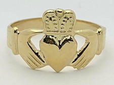 14k Yellow Gold Love Friendship Claddagh Irish Ring Available in Sizes 5 to 9.5