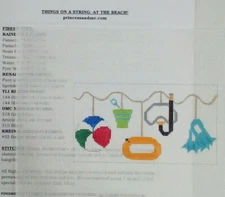 Princess & Me HP needlepoint Canvas + Guide Things on a String: At the Beach 18m