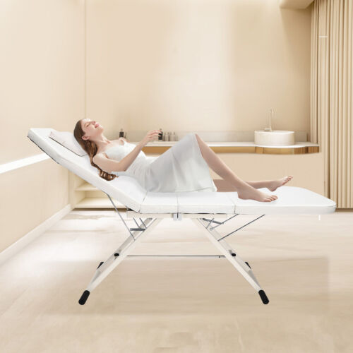 Silla de masaje plegable 71 pulgadas 3 zonas cama PVC salón Sch?nheit sofá blanco - Imagen 18 de 18