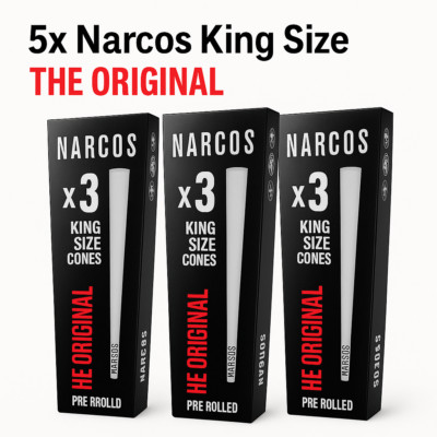 5x NARCOS Cones White Edition Display Kegel Hütchen Zigarettenpapier Drehpapier