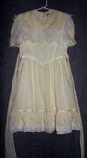Vtg. GUNNE SAX Jessica McClintock Cream & White Knee Length Dress Girl's Size 10