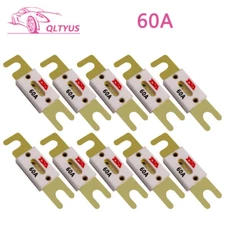 10PC 60A Gold-plated Brass ANL Ceramic Fuse Plug Bolt Type Fuse for car Audio