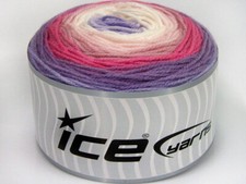3-Skein Lot Cakes Baby Fine Yarn Acrylic 3x100g/360m Lilac Pink White