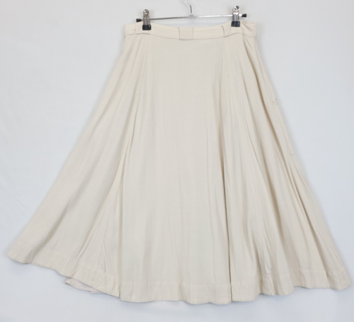 Madewell Midi Skirt Button Up Flowy Pockets Women 4 Beige Staple Office Modest - Picture 2 of 11