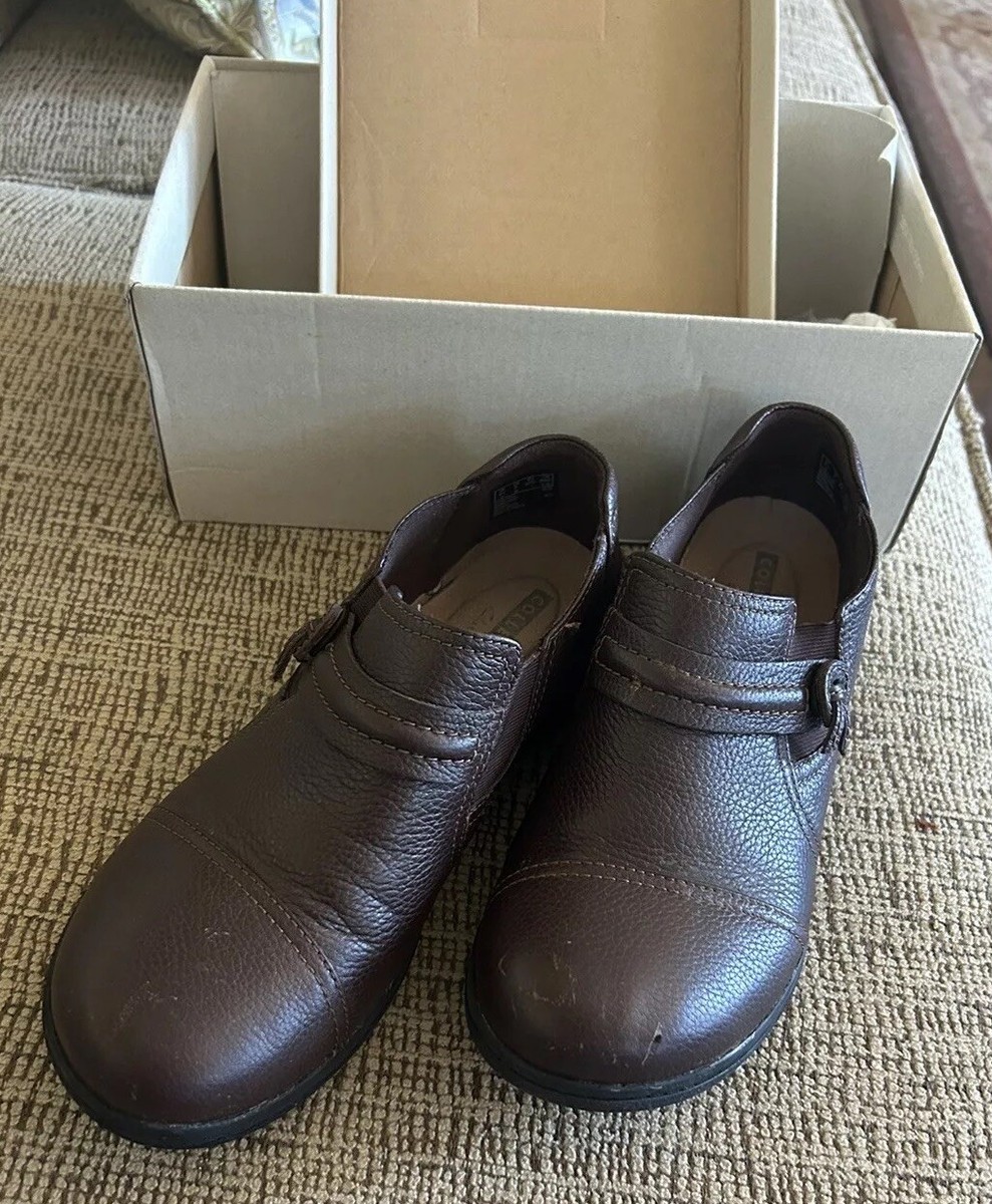 Clarks Brown soft leather Slip-On casual Sandals Sz-7 (UK 5). H Collection By Clarks Women main image 3