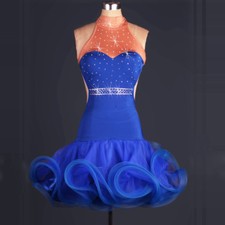 Latin Dance Dress Salsa Tango Cha cha Ballroom Rhinestone Competition Dress F195