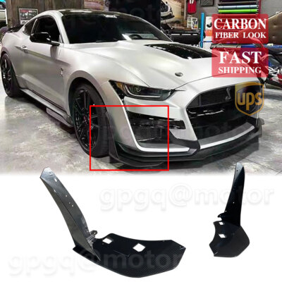 For 15-21 Ford Mustang GT500 Style Carbon Front Bumper Spoiler Winglet Splitters