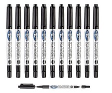 12 Permanent Marker for CD & DVD Black Dual Tip (2mm & 0.5mm) Home Office School