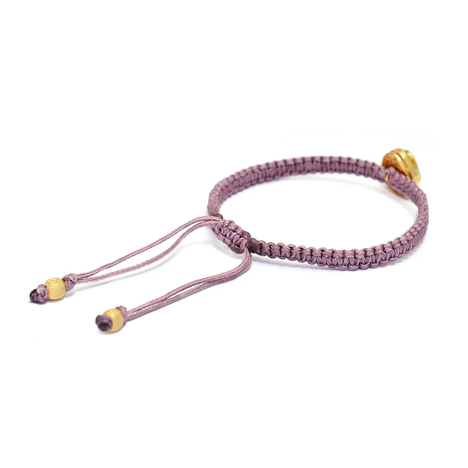 Brazalete ajustable trenzado hilo macramé rosa diamante plata de ley 925 Foto 3 de 4