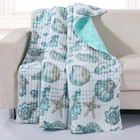 Coastal Throw Blanket Blue Shells Star Fish Beach House Quilted Bedding Cover