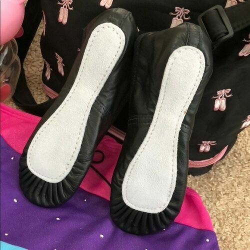 SAOLA Nuove ciabatte da ballo LEO'S Protege nere in pelle suola intera taglia RAGAZZA larghe 8