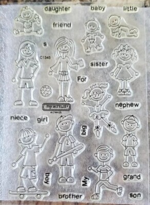 CTMH Family Ties Children My Acrylix Clear Cling Stamps Close to my Heart C1345