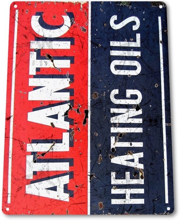 Atlantic Heating Oil Gas Garage Retro Vintage Rustic Wall Decor Metal