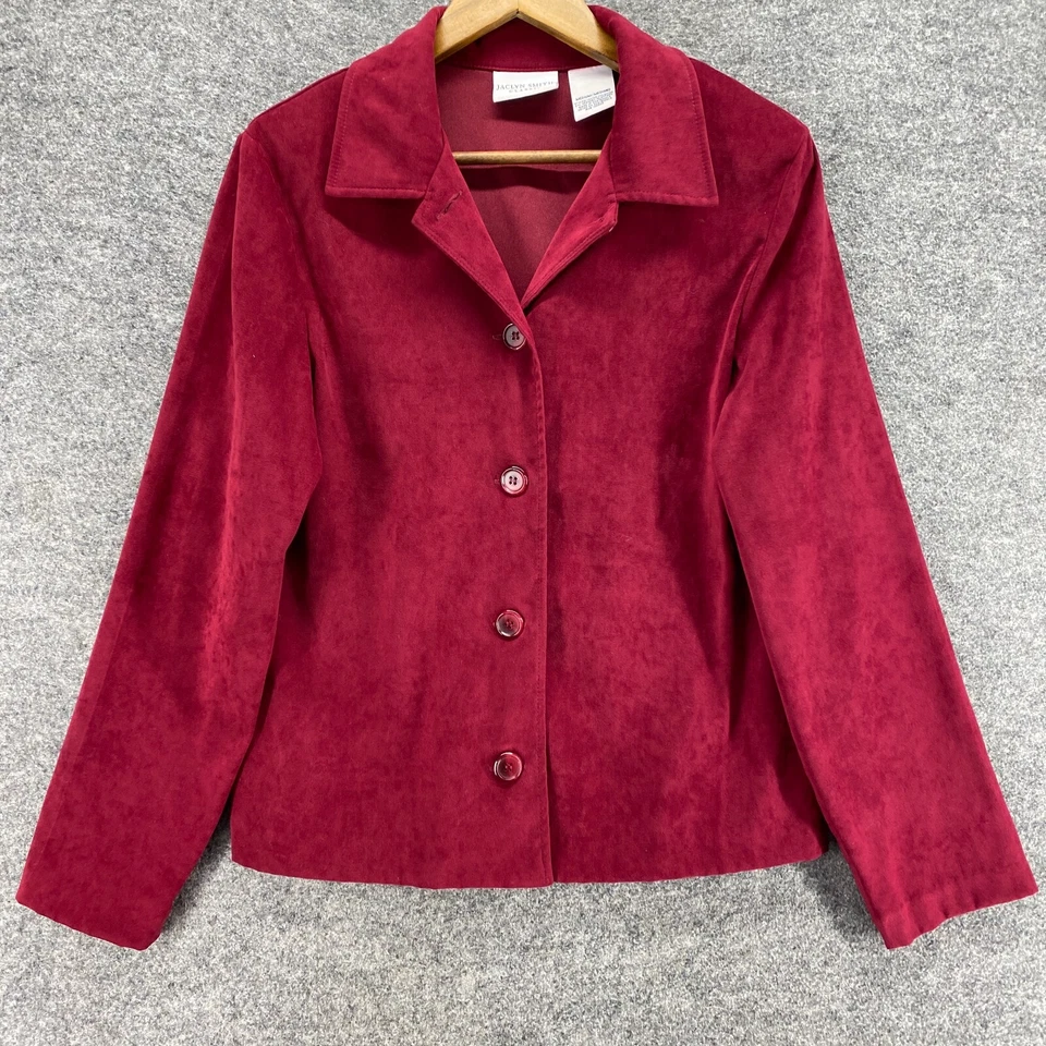 Chaqueta Jaclyn Smith Mujer M Mediana Roja Cuello Abotonado Manga Larga Clásica Foto 4 de 4