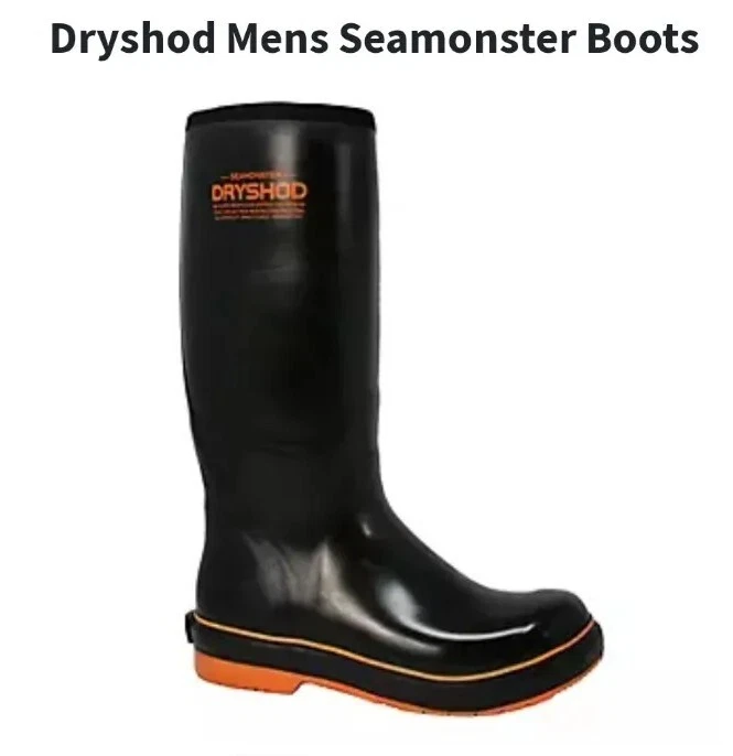 DRYSHOD Mens Size 11 Seamonster Black/Orange Premium Fishing Boot (SEA-MH-BK)