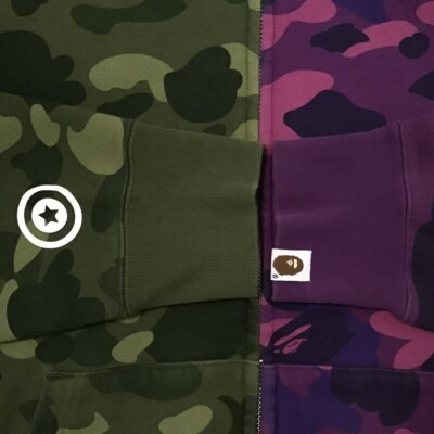 BAPE Shark full zip hoodie Purple camo x Green camo A Bathing Ape
