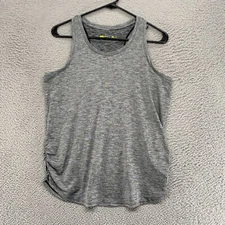 Xersion Tank Top Womens Small Loose Fit Sleeveless Workout Gym Ruched Sides Gray