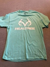 Realtree Shirt Men's Large Bright Teal Cotton Graphic Hunting Tee