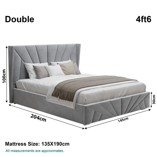 Sunrise Velvet Ottoman Storage Bed Frame with Lift-Up Single Double King Size - Picture 12 of 44