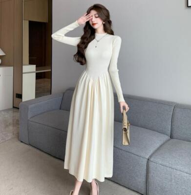 knitted flared dress Buy Cream Knitted Circular Flared Winter Dress Online for Woman main image 0
