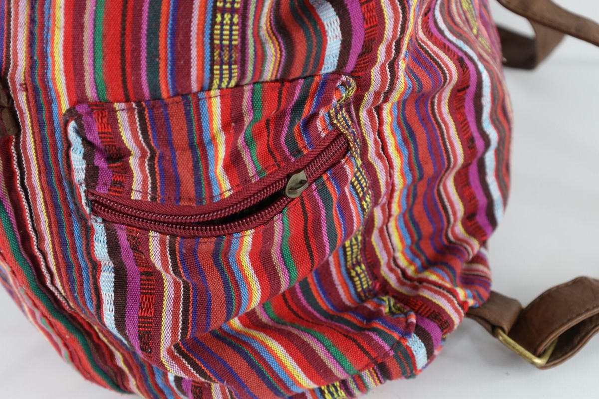 Vtg American Eagle Outfitters Distressed Rainbow Striped Top Loader Backpack Bag Vtg American Eagle Outfitters Distressed Rainbow Striped Top  main image 4