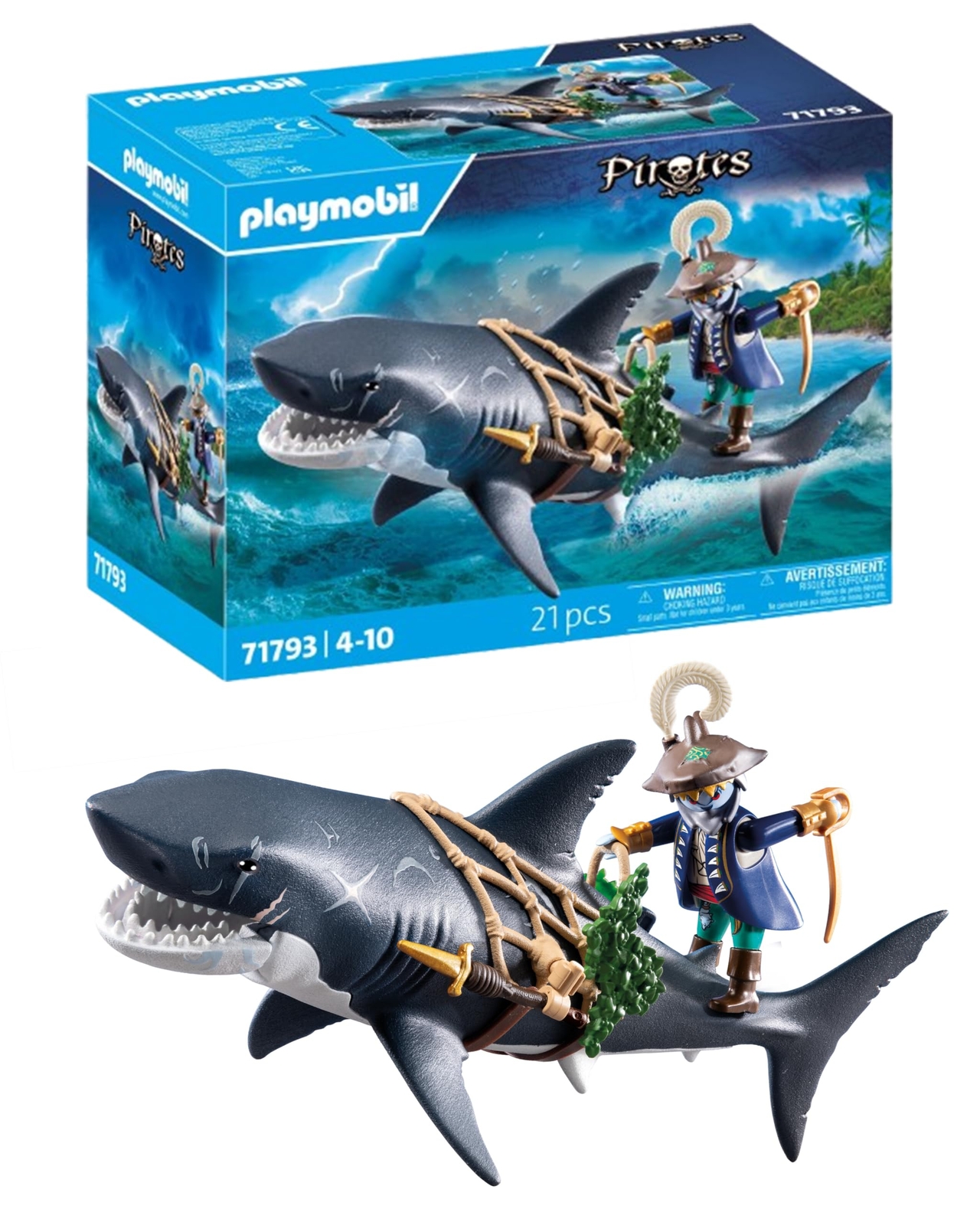 PLAYMOBIL   Pirates   Gevaar door de Reuzenhaai   Piratenspeelgoed   Speelfigure