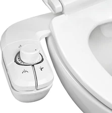 Bidet Fresh Water Spray Kit Non Electric Toilet Seat Attachment with Dual Nozzle