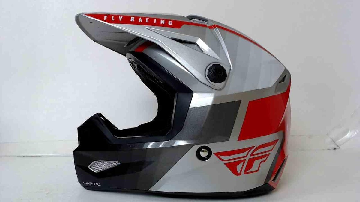 FLY Racing Kinetic Drift Motocross Helmet Charcoal Gray Red Youth