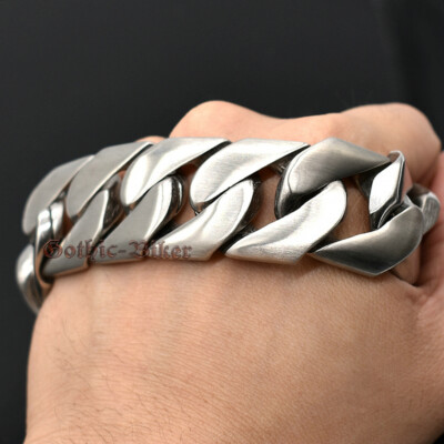 Chunky Cuban Link Bracelet For Men — Stainless Steel, Brushed Matte Finish - View #10