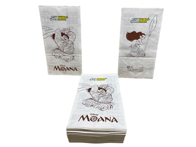 2016 Subway Disney Moana Paper Bag Sandwich Bags 60ct New