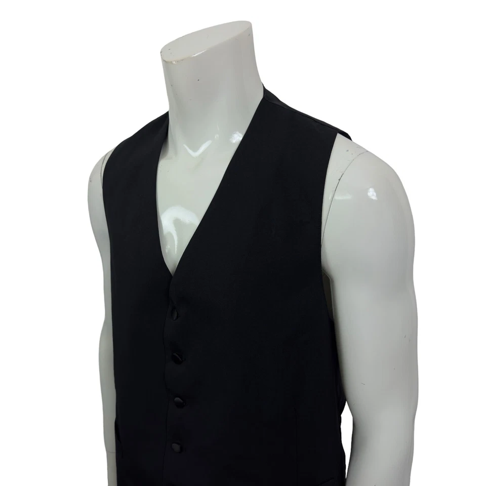 Tommy Hilfiger Black Wool 6 Button Dress Vest Adjustable Waist Mens Large - Image 4 of 4