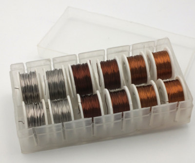 Fly Tying Wire 12 Spools Assorted Copper & Stainless Steel - MAT120
