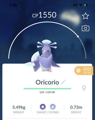 Pokemon Go Pokemon- Oricorio Sensu Style - Normal (Not Shiny)
