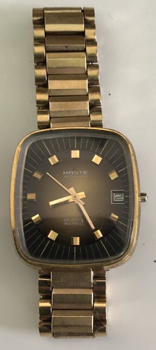 Rare VTG Haste Automatic Incabloc Gold Plated 25 Jewels Water Protected Watch - 第 1/5 張圖片