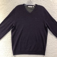Calvin Klein Sweater Mens Size Small Italian Merino Wool V Neck Purple