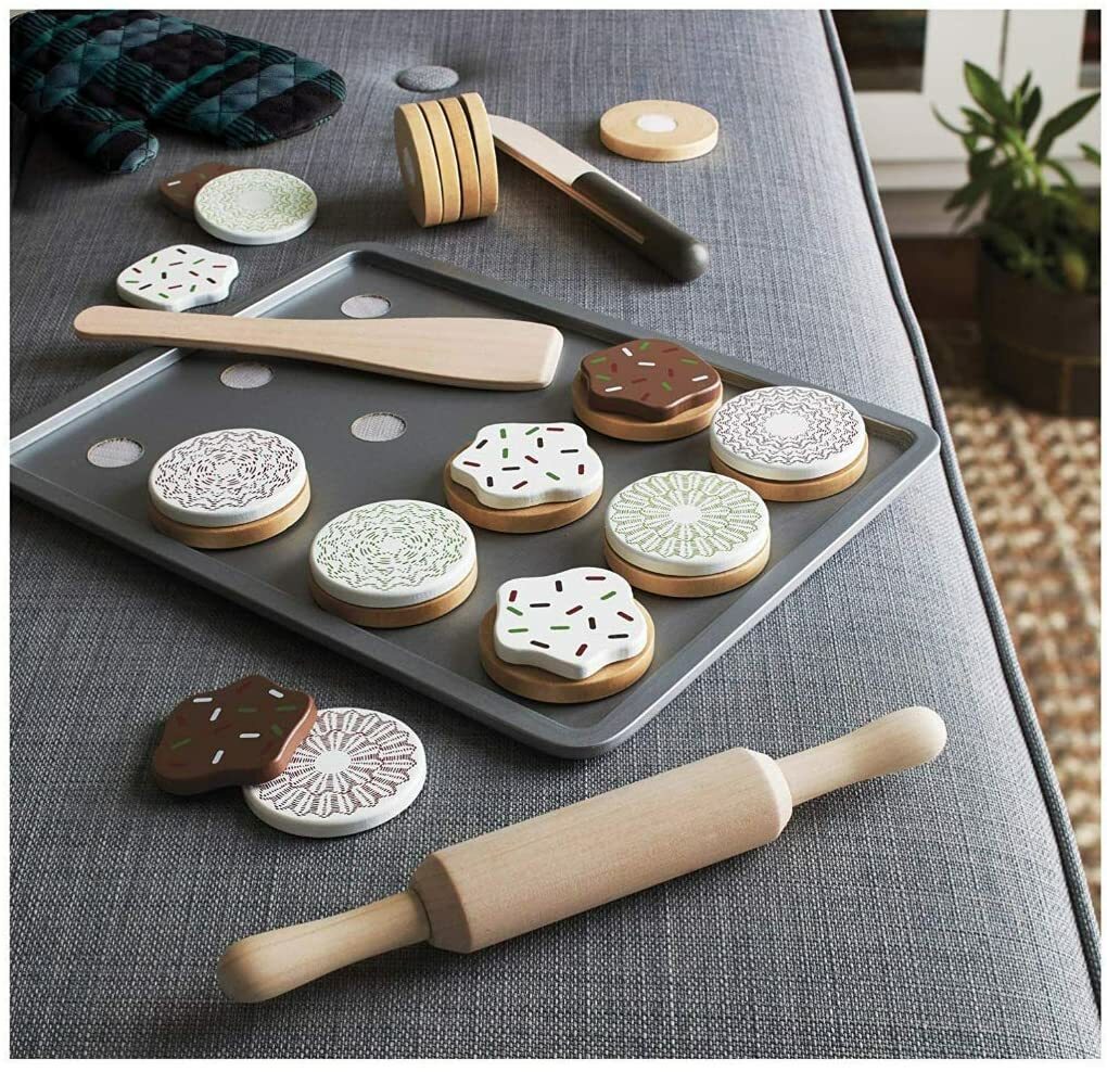 wooden toy baking set