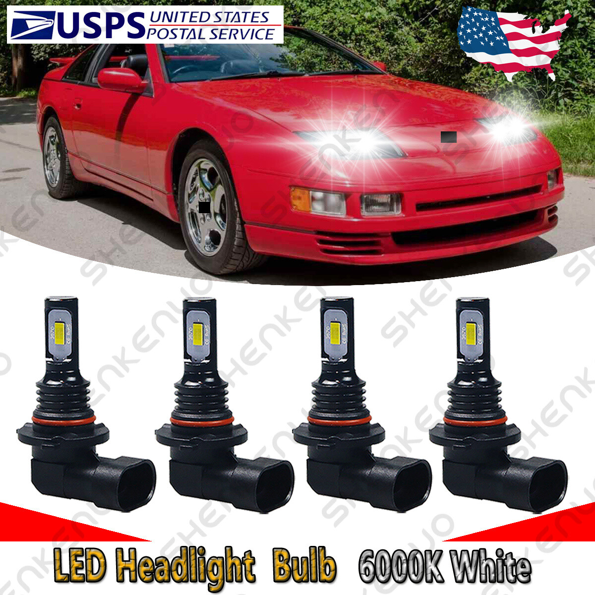For Nissan 300ZX 1990-1996 6000K Front LED Headlight Bulb High