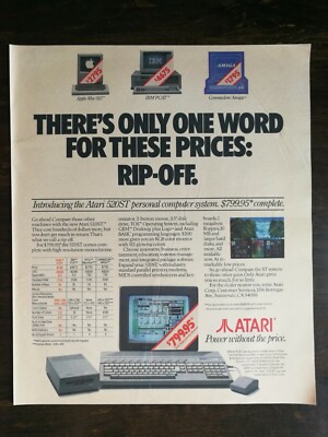 Vintage 1985 Atari 520ST Personal Computer Full Page Original Color Ad - 721