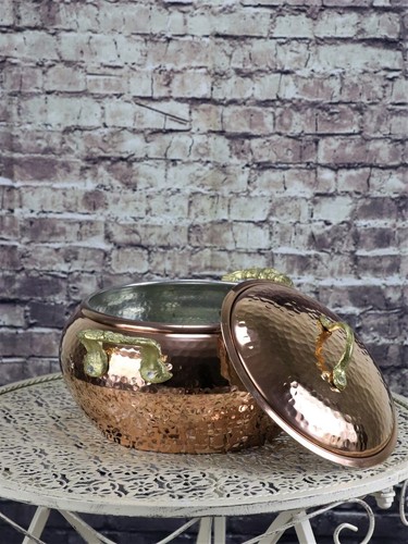Copper Cooking Pot, Hand hammered Copper Pot Set, Copper Cookware, Copper Casser - Picture 5 of 9