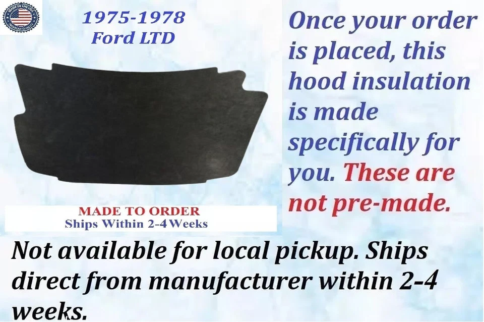 NEW 1975-1978 Ford LTD HOOD INSULATION GRAY REM #FOR-HIN-130 - Image 2 of 3
