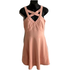 Windsor Womens Juniors Dress Size 9 Pink Sleeveless Crisscross Halter Bodycon