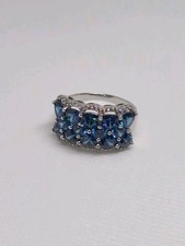 Stunning London Blue Topaz Gemstone w/CZ Accents 925 Sterling Silver Ring S11.75