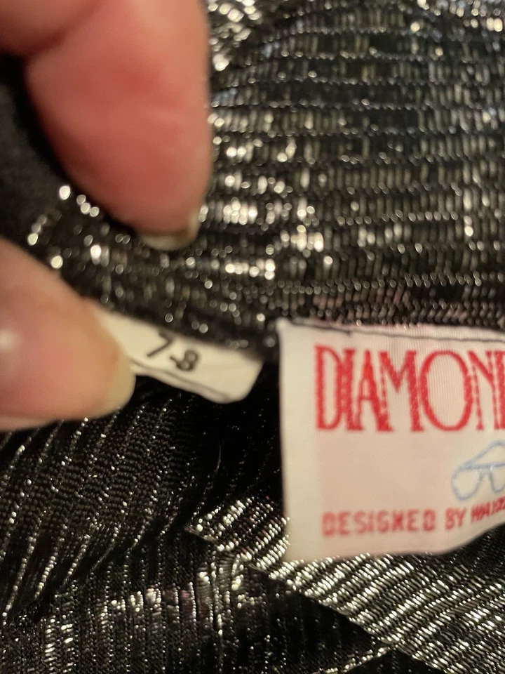 Vtg 70s Milkmaid Drop Waist Sheer Metallic Silver Party Dress 7/8 Disco 36/28 - Image 2 of 4