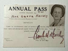 1946 AUSTIN TEXAS Transit Annual Pass Laura Harwig Vintage Photo Transportation