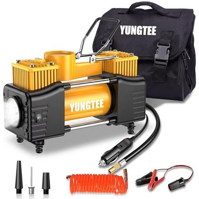  Tire Inflator Heavy Duty Double Cylinders Direct Drive Inflation Normal Yellow