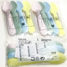 3 Sets (12) Plastic Kids Spoons 6” Multi Colored IKEA Kalas Toddler Spoons